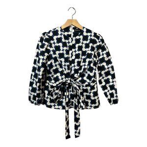 Static Women's Floral Blouse Top Tie Front Size XS Long Sleeves